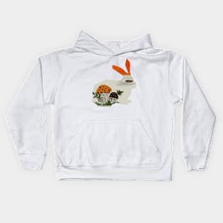 Retro mushroom bunny rabbit Kids Hoodie